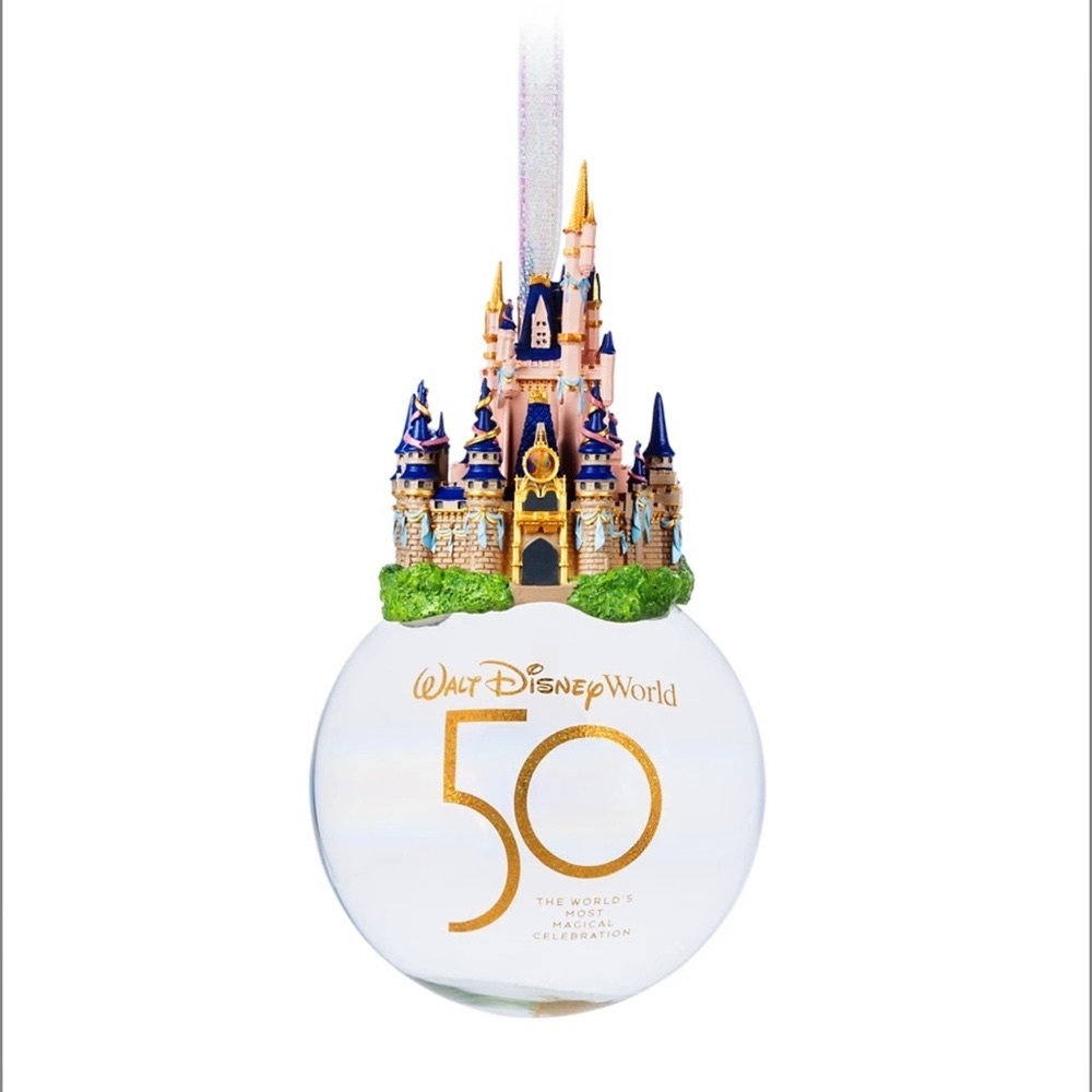 Cinderella Castle Glass Ball Ornament – Walt Disney World 50th Anniversa…